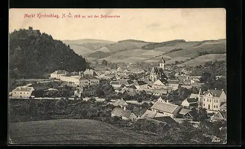 AK Markt Kirchschlag, Teilansicht mit der Schlossruine