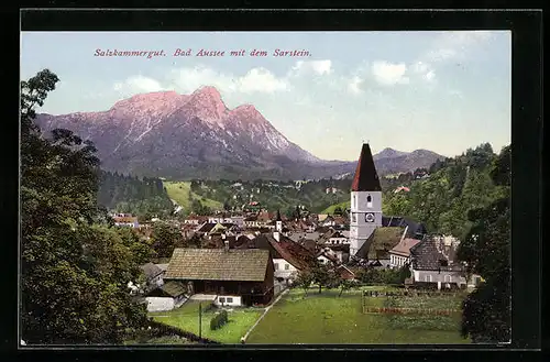 AK Bad Aussee, Teilansicht mit Kirche und Sarstein