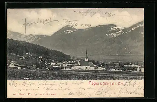 AK Fügen i. Zillerthal, Ortsansicht aus der Ferne