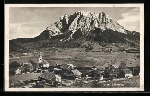 AK Lermoos, Ortsansicht mit Blick z. Zugspitze