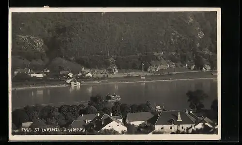 AK St. Lorenz i. d. Wachau, Teilansicht mit Flusslauf