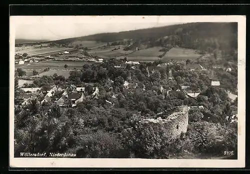 AK Wöllersdorf /Niederdonau, Teilansicht mit Ruine