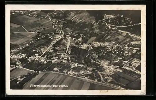 AK Bad Fischau, Ortsansicht, Fliegeraufnahme