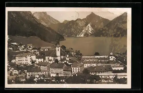 AK Ebensee, Teilansicht mit Kirche