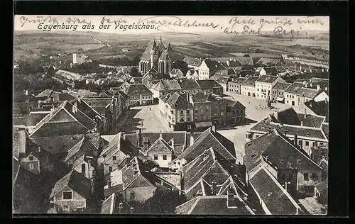 AK Eggenburg, Totale mit dem Hauptplatz aus der Vogelschau