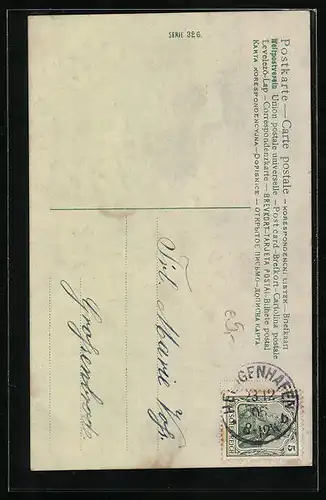 AK Weihnachtsengel mit Harfe