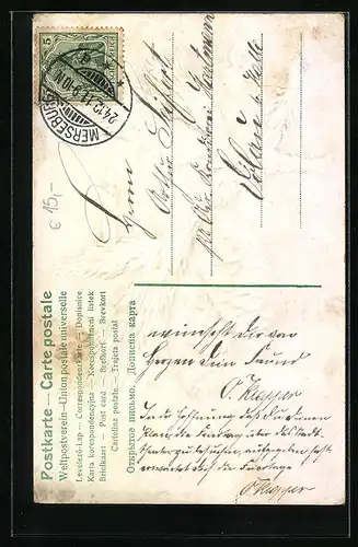 AK Tannenzweig mit Kerzen zu Weihnachten