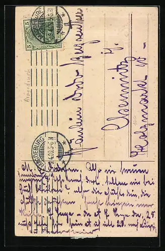 AK Hahn kräht auf dem Osterei