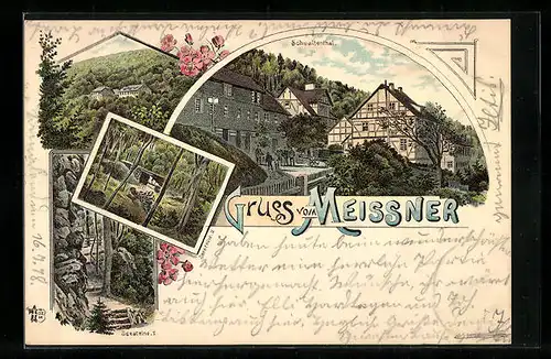 Lithographie Meissner, Gaststätte Schwalbenthal, Seesteine I. und II