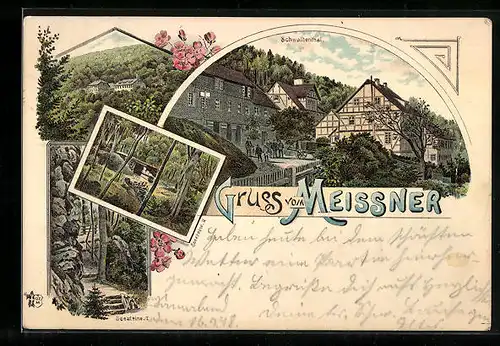 Lithographie Meissner, Gaststätte Schwalbenthal, Seesteine I. und II