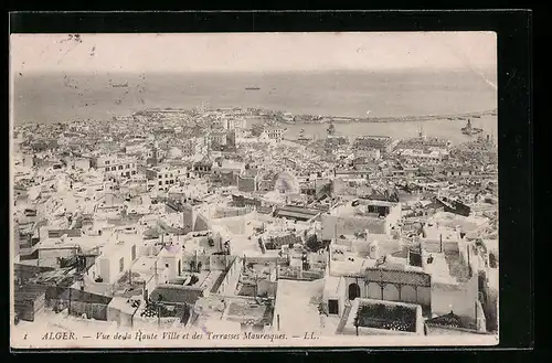 AK Alger, Vue de la Haute Ville et des Terrasses Mauresques
