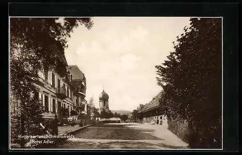 AK Hinterzarten /Schwarzwald, Strassenpartie mit Hotel Adler