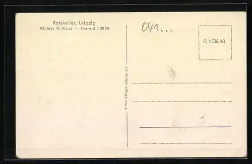 AK Leipzig, Gesellschafts-Saal im Ratskeller, Pächter W. Karst