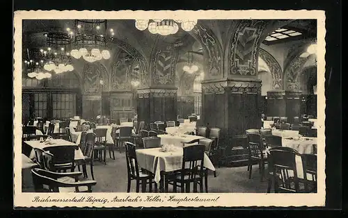 AK Leipzig, Gasthaus Auerbach`s Keller, Blick in das Hauptrestaurant