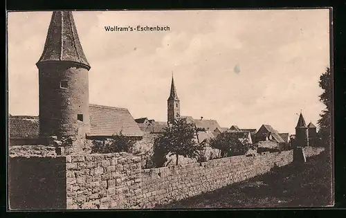 AK Wolframs-Eschenbach, Blick auf die Stadtmauer