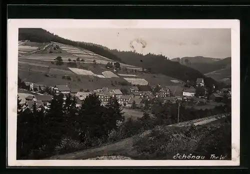 AK Schönau, Blick auf Ort und Umgebung