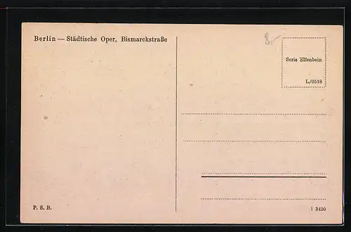 AK Berlin-Charlottenburg, Städtische Oper in der Bismarckstrasse