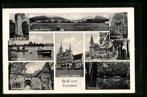 AK Duderstadt, Porta Eichsfeldica, Ruine Wildungen, Seeburger See, Schloss Bodenstein, die Ruhmequelle