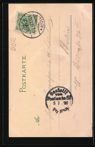 Lithographie Meissen, Blick auf den Ort