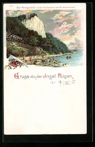 AK Königsstuhl a. Rügen, Mit Fischerhütten bei Stubbenkammer