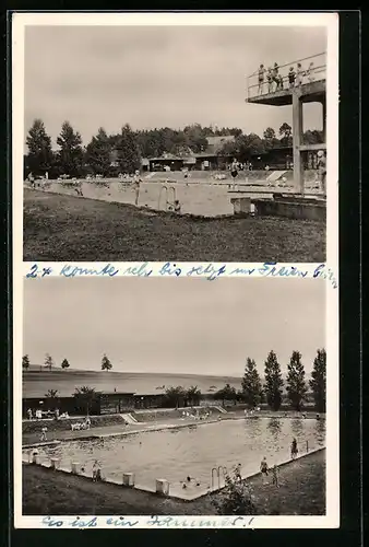 AK Bad Steben, Freibad mit Sprungtürmen