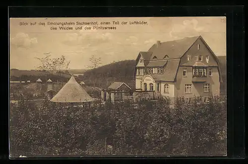 AK Gleschendorf, Erholungsheim Sachsenhof aus der Vogelschau