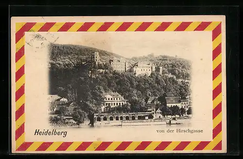 AK Heidelberg, Ortsansicht von der Hirschgasse