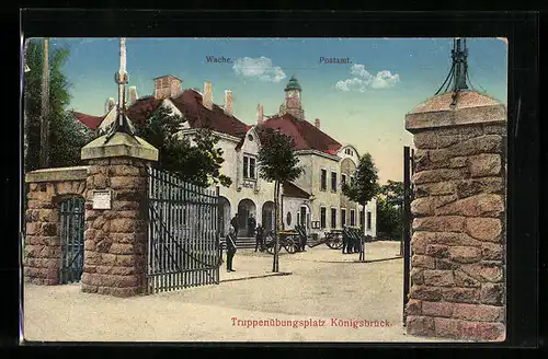AK Königsbrück, Truppenübungsplatz, Wache vor dem Postamt