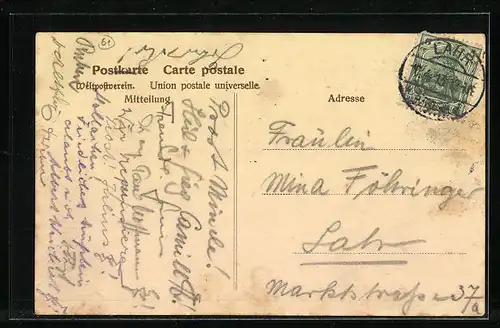 AK Lahr, Kaiserstrasse mit Passanten