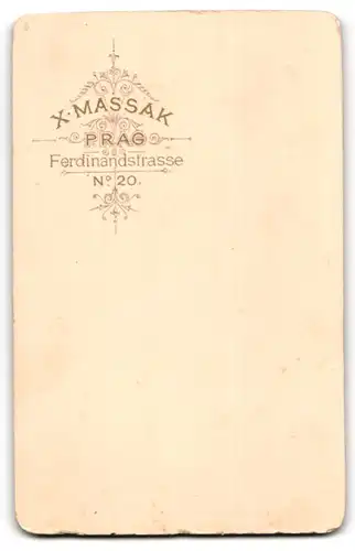 Fotografie X. Massak, Prag, Ferdinandstr. 20, junger Mann mit gestreifter Fliege