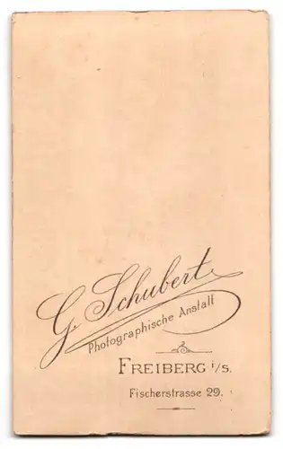 Fotografie G. Schubert, Freiberg i. S., Fischerstr. 29, Junge Dame im hübschen Kleid