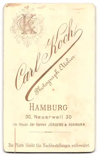 Fotografie Carl Koch, Hamburg, Neuerwall 30, Portrait einer jungen Frau