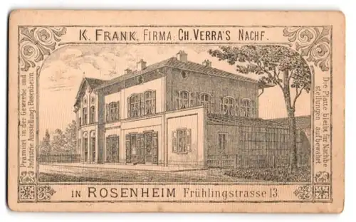 Fotografie K. Frank, Rosenheim, Frühlingstr. 13, Blick auf Ateliersgebäude im Passepartout