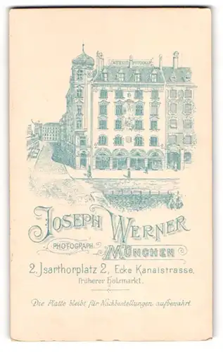 Fotografie Jospeh Werner, München, Isarthorplatz 2, Blick auf das Ateliersgebäude des Fotografen