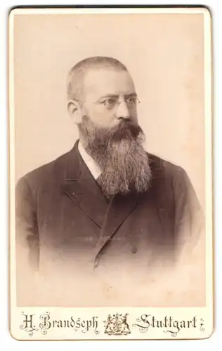 Fotografie H. Brandseph, Stuttgart, Mann im Anzug mit Vollbart und Brille