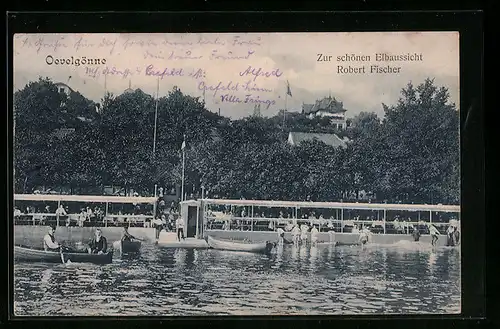 AK Hamburg-Övelgönne, Zur schönen Elbaussicht, Robert Fischer