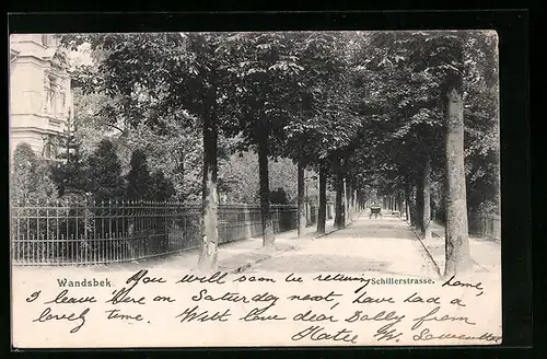 AK Hamburg-Wandsbek, Blick in die Schillerstrasse