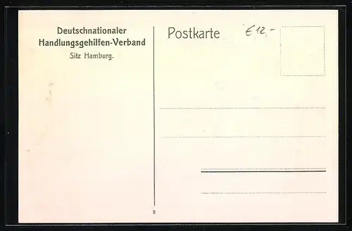 Künstler-AK Hamburg, Deutschnationaler Handlungsgehilfen-Verband, Verbands-Haus der D. H. V.