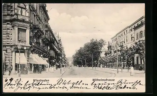 AK Wiesbaden, Blick in die Wilhelmstrasse