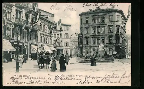 AK Wiesbaden, Kranzplatz und Hygieagruppe