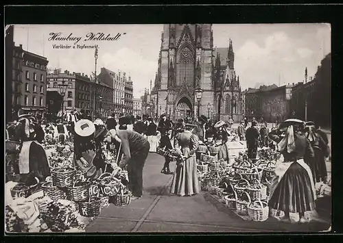 AK Hamburg, Markttag auf em Vierländer und Hopfenmarkt