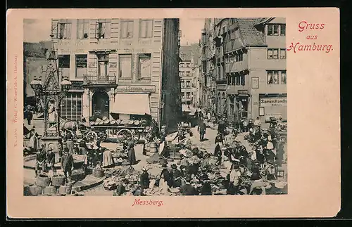 AK Hamburg, Messberg, Marktplatz mit Händlern