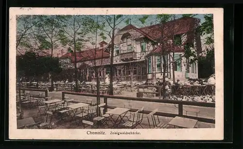 AK Chemnitz, Gaststätte Zeisigwaldschänke, Gartenansicht