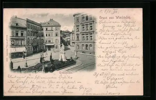 AK Wiesbaden, Hotel am Kranzplatz