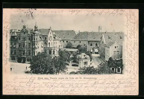 AK Augsburg, Blick vom Theater gegen die Ecke der hl. Kreuzstrasse