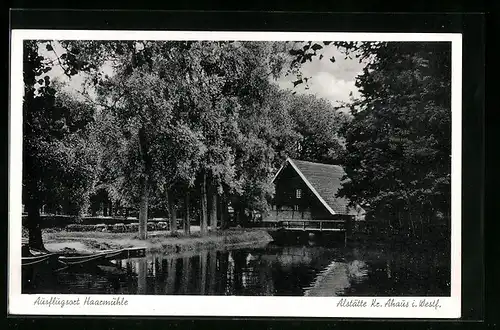 AK Alstätte /Kr. Ahaus i. Westf., Haarmühle mit Booten