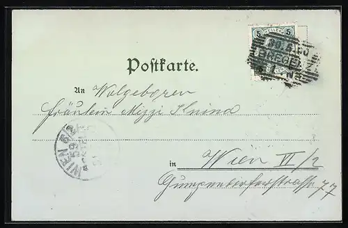 Lithographie Konstanz, Stadtpanorama mit Froschchor