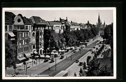 AK Berlin-Charlottenburg, Kurfüstendamm mit Geschäften