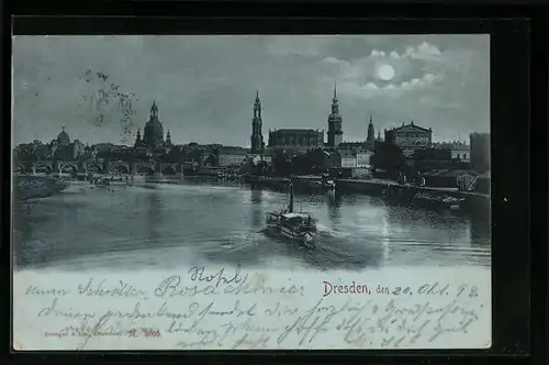 AK Dresden, Panorama hinter der Elbe