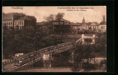 AK Hamburg-St.Pauli, Hochbahnbrücke über d. Helgoländer Allee, Einfahrt in den Elbberg